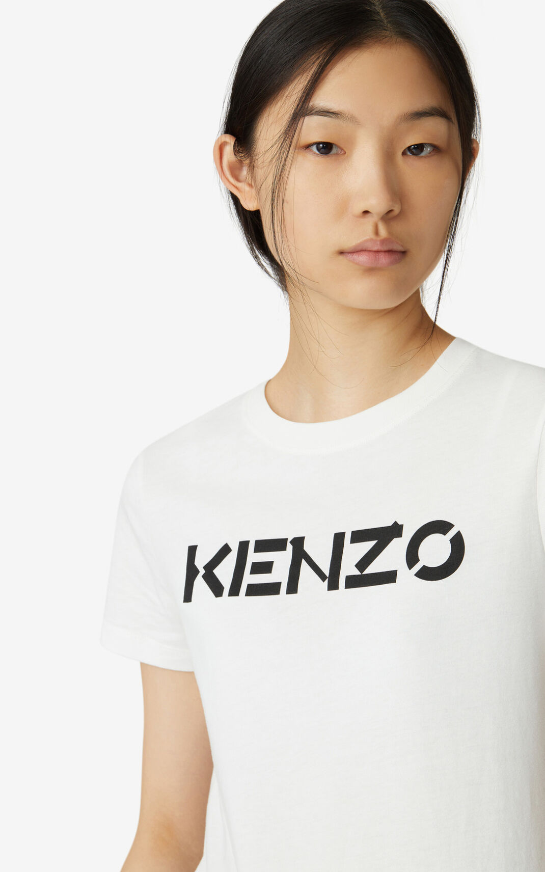 Kenzo Logo Tişört Bayan Beyaz | 7418-QIFLT